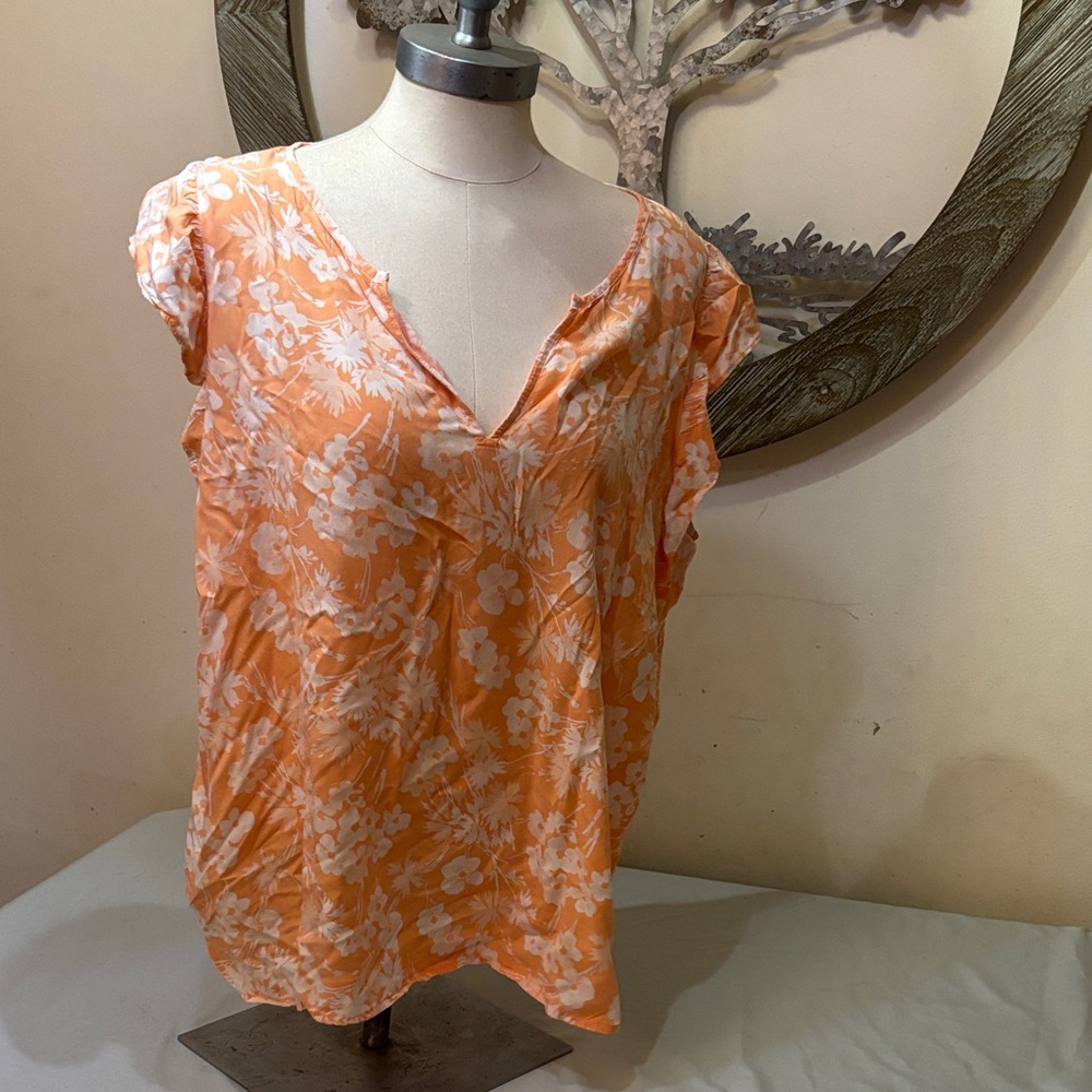 LOFT Orange Floral Blouse